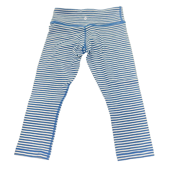 Lululemon Girl Wunder Under Crops Blue Leggings Size 4 small - Picture 2 of 6